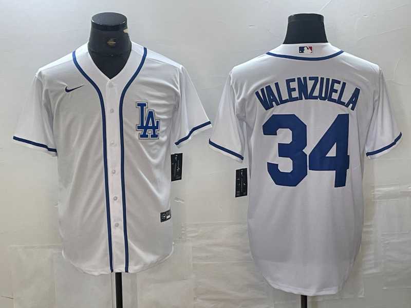 Men%27s Los Angeles Dodgers #34 Toro Valenzuela White Cool Base Stitched Baseball Jersey->los angeles dodgers->MLB Jersey